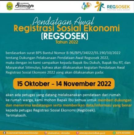 PENDAFTARAN REGISTRASI SOSIAL EKONOMI (REGSOSEK) TAHUN 2022 - Website ...