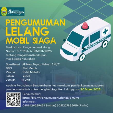 Informasi Lelang Mobil Siaga Kalurahan Sitimulyo
