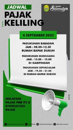 Jadwal Mobil Pajak Keliling 4 September 2023