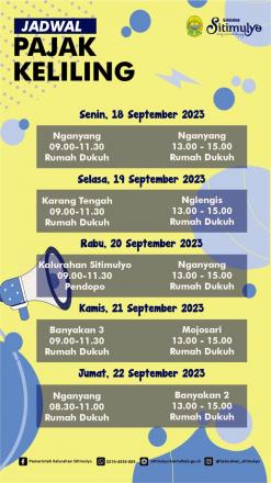 Jadwal Mobil Pajak Keliling 18- 22 September 2023 Di Sitimulyo